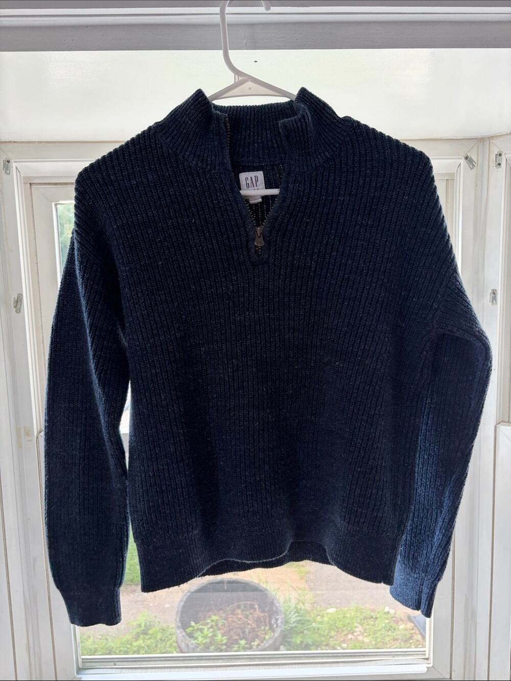 GAP Dark Navy Ribbed Half-Zip Sweater